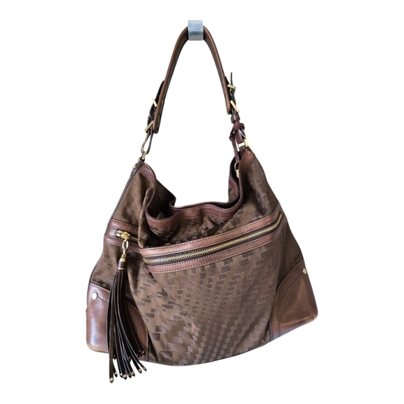 Cole Haan Leather Shoulder Handbag Satchel Women Brown Large - Picture 2 of 16